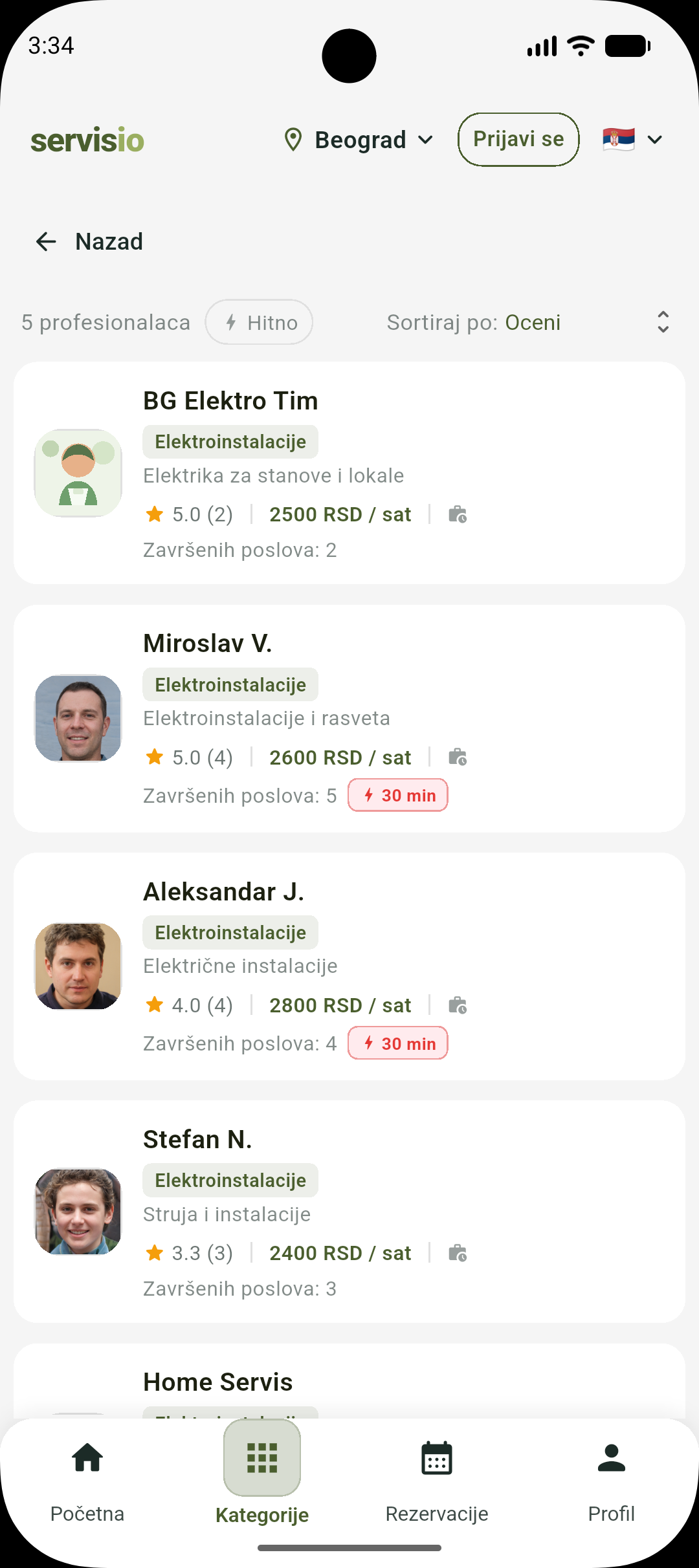 Klijenti pronalaze vas po oceni i kategoriji