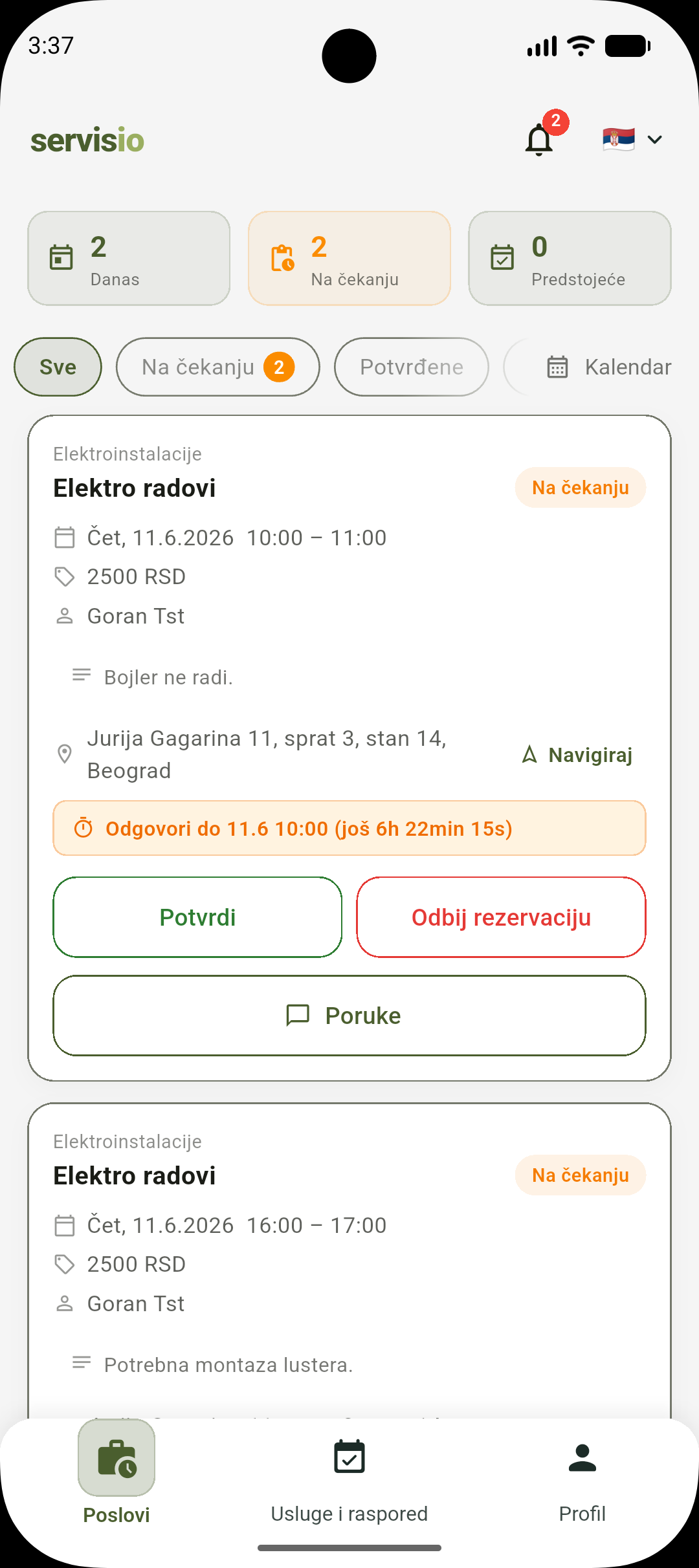 Upravljajte rezervacijama iz aplikacije